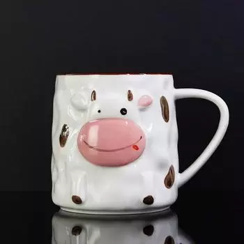 14 унций креативная рельефная корова керамическая кружка милые животные кофейные чашки сока молока чайная чашка бутылка 3D кружки с животными чашки для завтрака детский подарок 400ML