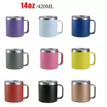 14 унций ручка молочная чашка модная однотонная нержавеющая сталь кофейная чашка простая портативная чашка 420ML