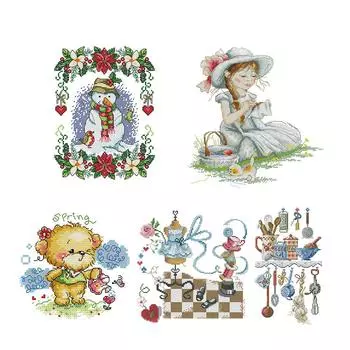 14CT штампованная вышивка крестом мультфильм вышивка на холсте ручная работа домашний декор DE C472
