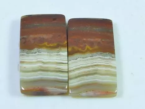 14Cts. Агат AAA Crazy Lace (11X20X02 мм каждый) Пара восьмиугольных кабошонов SK-3084