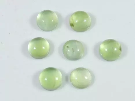 14Cts. Натуральный зеленый пренит круглый кабошон драгоценный камень россыпью 7 шт. лот 7X7MM RQ-1950