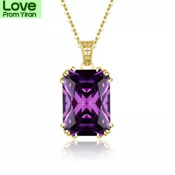 14k Gold Jewelry Подвеска Ожерелье Женские S925 Ювелирные Изделия Аметист Bizuterias Подвески Драгоценные Камни Ювелирные Изделия Colgante Plata аметист