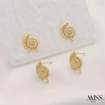 14K Gold-Plated Color Retention Shell Conch Stud Earrings DIY Tape for Handcraft Hanging Earrings Eardrops Accessories Material 14K gold B pair of 2