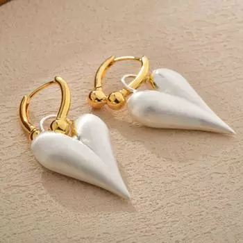 14K Heart Huggie Hoops - модные женские серьги-кольца с подвесками в виде пузырей