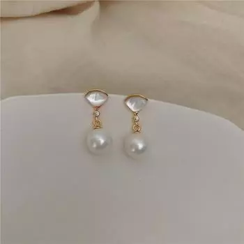 14K Perhiasan Emas Emas Asli Anting Mutiara Klasik Aksesoris Bagus Untuk Pesta Pertunangan Pernikahan Untuk Hadiah Pacar & Istri WHITE
