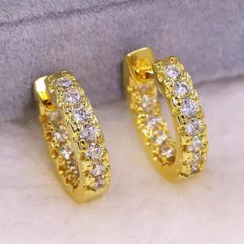 14K Perhiasan Emas Murni Anting Stud untuk Wanita Mode Anak Perempuan Hadiah Natal Perjamuan Kantor Anting Pernikahan untuk Hadiah Wanita Emas