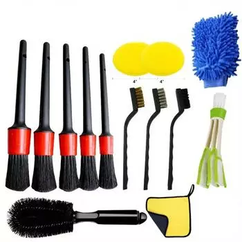 14PCs car detailing brush set car cleaning brushes sponges towels for car air vents rim cleaning dirt dust clean tools