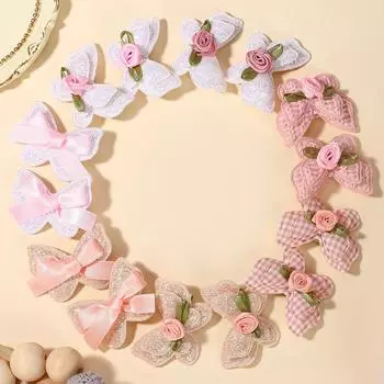 14pcs/set Cute Handmade Butterfly Hair Clips for Women Girls Hairpins Sweet Plaid Flower Headwear Hair Accessories Summer