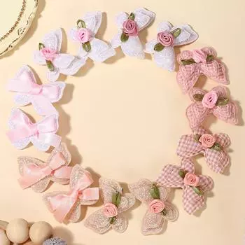 14pcs/set Cute Handmade Butterfly Hair Clips for Women Girls Hairpins Sweet Plaid Flower Headwear Hair Accessories Summer