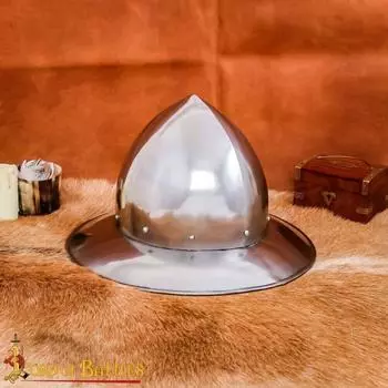 14th Century Kettle Hat Medieval Helmet - 18 Gauge Steel for LARP Reenactment