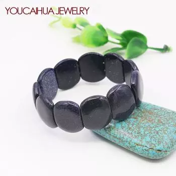 14x18 мм натуральный синий песчаник браслет аксессуар ремесла ручная цепочка счастливый камень подарки 7.5 дюймов женщины девушка ювелирные изделия дизайн BLUE синий