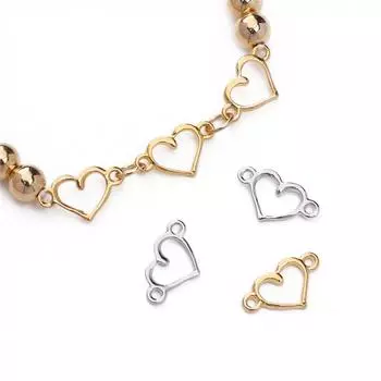 14x8 мм 20 шт./пакет Сплав Полое Сердце Двойное Отверстие Аксессуары DIY Браслет Ожерелье Серьги Изготовление Ювелирных Изделий 14x8mm 20pcs/bag