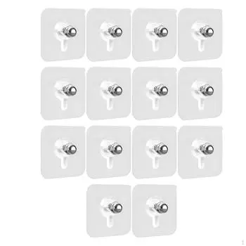 14x Wall Hooks Screw Hangers without Nails Waterproof Transparent Reusable Picture