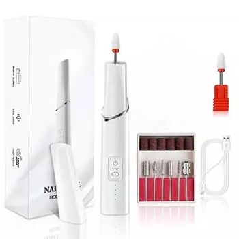 15000 об/мин, набор электрических сверл для ногтей, маникюрная машина, фреза для маникюра, инструменты для дизайна ногтей, шлифовка для гель-лака, педикюрная пилка USB белый