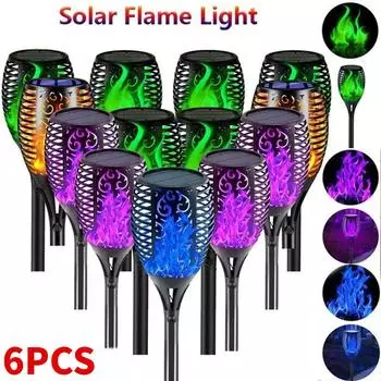 1500 мАч, 6 шт., мигающие солнечные фонари для украшения сада, пламенные торшеры, водонепроницаемые, подходят для уличных газонных дорог, дворов 1500MAH-PURPLE-6PCS