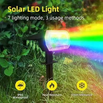 1500 мАч уличные солнечные фонари 10 светодиодов водонепроницаемый красочный солнечный свет для газона настенный светильник 7 цветов RGB пейзажные прожекторы 1500MAH-1PCS