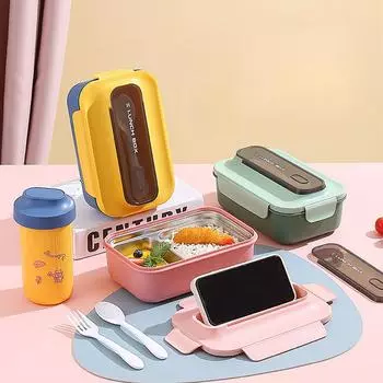 1500 мл ланч-бокс для взрослых и студентов, внутренний двухслойный герметичный пластиковый контейнер для еды для микроволновки, закусок, бенто 1500ml