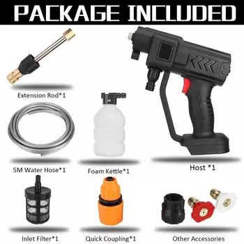 1500 Вт 88 В Беспроводная мойка высокого давления Перезаряжаемый пистолет для мойки автомобилей Электрический водяной пистолет Пенная машина для Makita 18 В Батарея Only machine