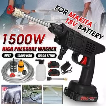 1500 Вт аккумуляторные пистолеты для мойки автомобилей высокого давления 60 бар перезаряжаемая электрическая водоструйная пенная машина для аккумулятора Makita 18 В 1*Battery