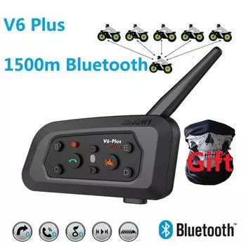 1500M Xinowy V6 Plus мотоциклетный шлем интерком Bluetooth гарнитура 2 в 1 микрофон переговорное устройство коммуникатор зарядное устройство типа C чёрный