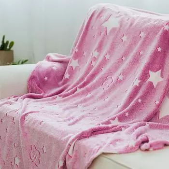 150*120cm Blanket Glow In The Dark Non-fading Comfortable Touch Star Pattern Pink Fleece Blanket Personalised Cover Home Supply розовый