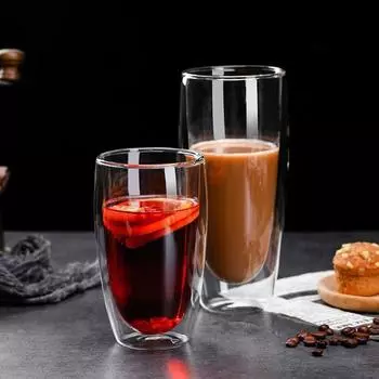 150/250/350/450 мл Двойная стенка Многослойная чашка Кофейная стеклянная кружка для чая Вино Пиво Молоко