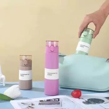 150/250 мл Мини-термос-чашка, прочная, открывающаяся одной кнопкой, термокружка из высококачественной нержавеющей стали с трубочкой 150ml розы красного