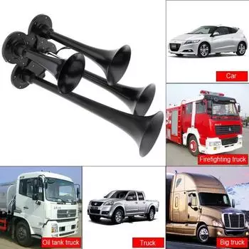 150 дБ поезд гудок комплект 4-трубный воздушный гудок, 12 В/24 В сверхгромкие воздушные гудки, 100 фунтов на кв. дюйм воздуха чёрный