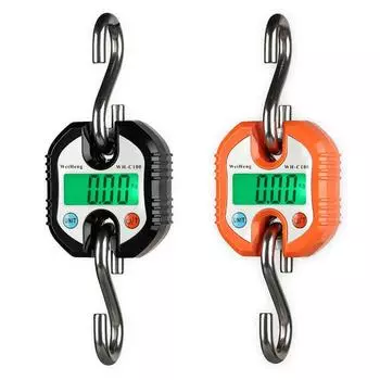 150 кг/50 г Мини-крановые весы Портативные цифровые весы из нержавеющей стали с крюком для подвешивания на петле Весы с зеленой ЖК-подсветкой WHC-100 оранжевый