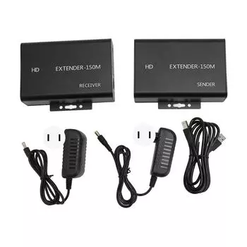 150 м HD KVM-удлинитель HD мультимедийный интерфейс с RJ45 HD 1080P 60 Гц по кабелю Ethernet Cat5e6 KVM EU Plug