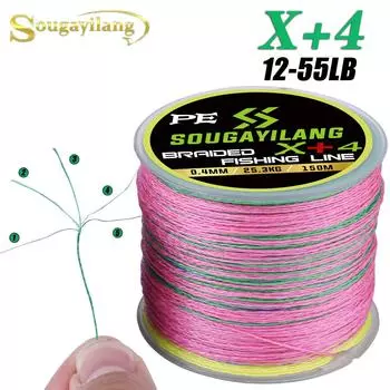 150 м леска из флюорокарбона X + 4 нити, полиэтиленовая плетеная рыболовная проволока, мультифиламентная леска для ловли карпа, леска в морской воде 0.10MM разноцветный