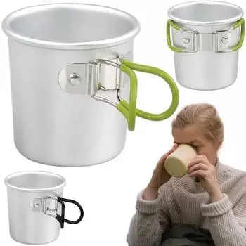 150 мл чашка для воды для пикника, алюминиевый сплав, походная чайная кружка, термостойкая небьющаяся кружка для путешествий, посуда для напитков со складной ручкой зелёный