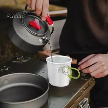 150 мл чашка для воды для пикника, алюминиевый сплав, походная чайная кружка, термостойкая небьющаяся кружка для путешествий, посуда для напитков со складной ручкой чёрный