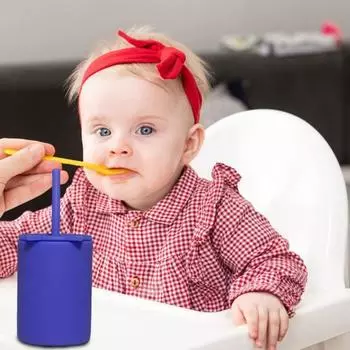 150 мл детские кружки для малышей с крышкой и трубочками многоразовые, непроливаемые темно-синий