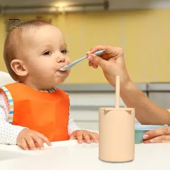 150 мл детские кружки с крышкой и трубочками многоразовые непроливающиеся кружки для детей небьющиеся силиконовые детские кружки-непроливайки для дома, школы, кухни темно-синий