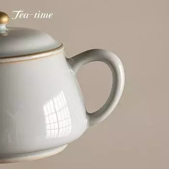 150 мл креативный китайский антикварный керамический чайник с золотым ретро мини-одиночным чайником, бытовой чайный сервиз кунг-фу, чайник ручной работы 11.5x6.8cm 150ml