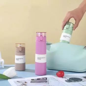 150 мл мини-термос-чашка, прочная, открывающаяся одной кнопкой, термокружка из высококачественной нержавеющей стали с трубочкой 150ml розовый