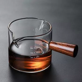 150 мл обжигающий прозрачный стеклянный мерный стакан с деревянной ручкой кружка для кофе двойной носик чашки для молока изоляционные измерительные приборы