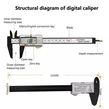 150 мм электронный цифровой штангенциркуль с циферблатом из углеродного волокна, штангенциркуль с нониусом 24* 7.6* 1cm
