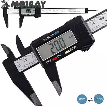 150 мм электронный цифровой штангенциркуль с циферблатом из углеродного волокна, штангенциркуль с нониусом, микрометр, цифровая линейка, измерительный инструмент, 6 дюймов чёрный