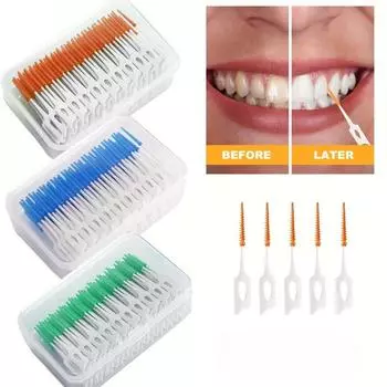 150 щеток для чистки межзубных промежутков, щетки из мягкой резины для взрослых и детей 150pcs оранжевый