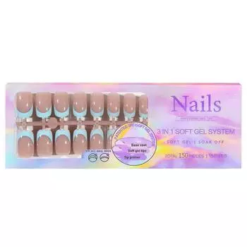 150 шт. французские гелевые типсы для ногтей, 5 цветов, французские типсы, накладные ногти, 15 размеров, накладные ногти для дизайна ногтей 2 разноцветный