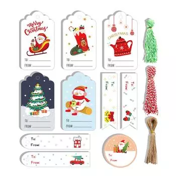 150 шт. рождественских упаковочных пакетов, подвесные бирки с веревками, этикетки из крафт-бумаги, украшения своими руками, аксессуары для упаковки зимних праздников
