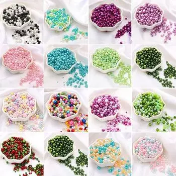 150 шт./упак. смешанного размера, разноцветные круглые бусины из АБС-пластика с искусственным жемчугом и отверстием для изготовления ювелирных изделий Dark Purple