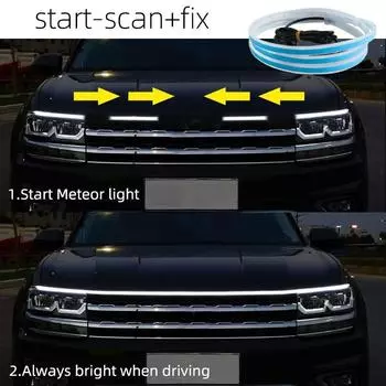 150 см 180 см светодиодный автомобильный фонарь для запуска сканирования, дневные ходовые огни, универсальный гибкий динамический автомобильный DRL 12 В, окружающий свет 150cm