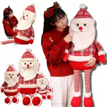 150 см большая мультяшная плюшевая кукла Санта с длинными ногами Мягкая плюшевая кукла Санта Теплые объятия Домашний декор для мальчиков и девочек Рождественские подарки about 70cm