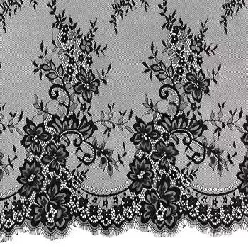 150 см черно-белая нейлоновая кружевная ткань с ресничками для платьев Black 150cm*300cm