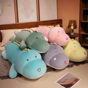 150 см имитация динозавра плюшевые игрушки мультфильм длинная подушка плюшевая милая мягкая игрушка куклы дети мальчики подарок на день рождения 80cm жёлтый