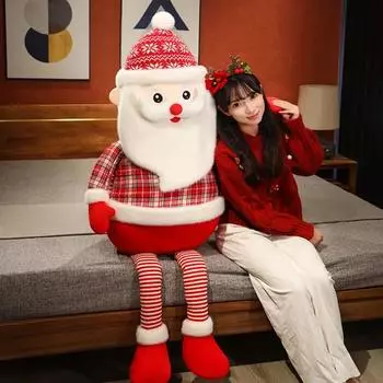 150 см Милая большая мультяшная плюшевая кукла Санта с длинными ногами, плюшевая кукла Санта, украшение для семьи, девочка, рождественский новогодний подарок about 70cm красный