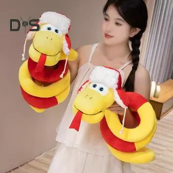 150 см плюшевая кукла змея милая змея чучело животное ручной работы зодиак талисман игрушка год змеи украшение подарок для детей взрослых 150CM